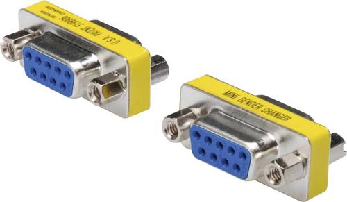 Digitus Seriell Adapter [1x D-SUB-Buchse 9pol. - 1x D-SUB-Buchse 9pol.] Silber, Blau, Gelb