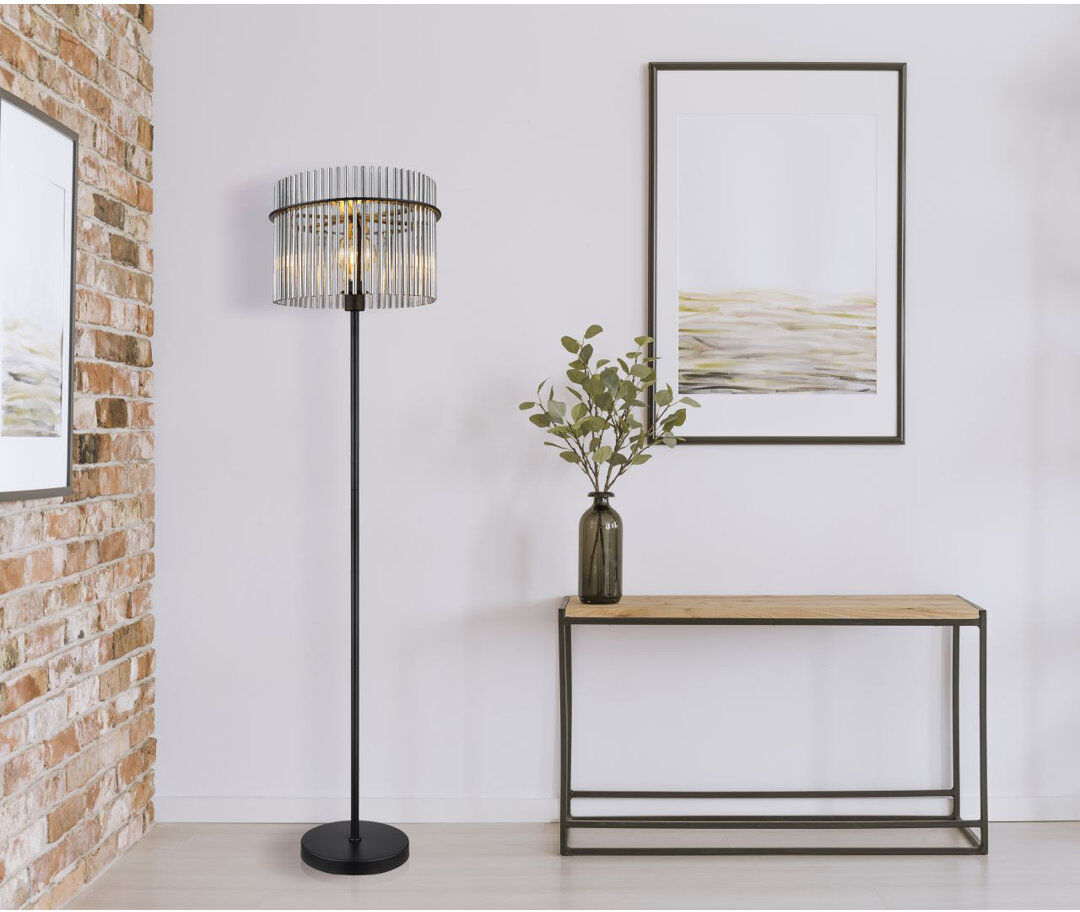 Globo Lighting 152 H cm Traditional Floor Lamp Black/Smoke 152cm H X 38cm W X 38cm D