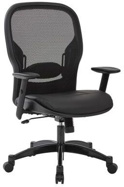 Office Star Products OSP Professional Breathable Mesh Office Chair with Bonded Leather Seat and Lumbar Support and Adjustable Arms