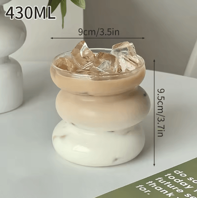 Inspire Picks INS Style Transparent Glass Coffee Mug Heat Resistant Ripple Tumbler For Cocktails And Beverages 1 To 2 PCS s8 430ml