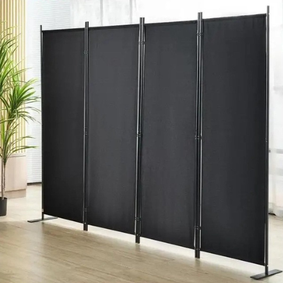 Buylin Paneelkamerverdeler - Kamerscherm met 4 panelen - Zwart