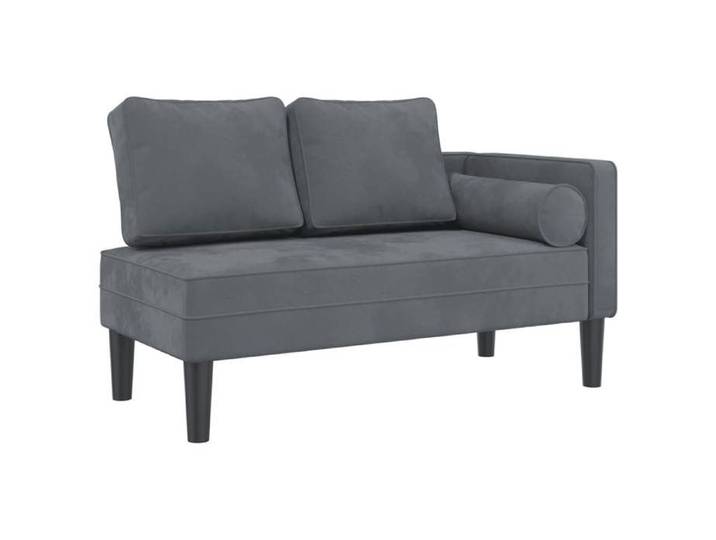 Mode Chaise longue/fauteuil salon - 1 personne - PARAJIE - max charge 110kg - avec coussins gris foncé velours @3423135728