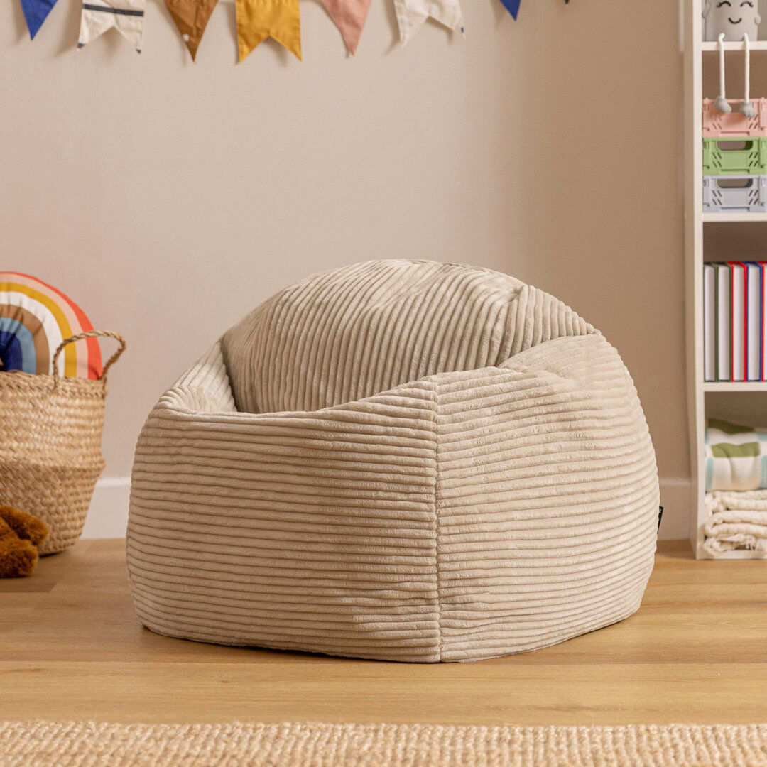 Happy Larry icon Kids Kingston Cord Classic Bean Bag and Mini Square Footstool, Terracotta Stone