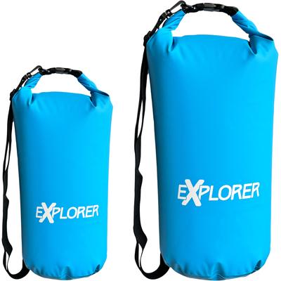 Aufbewahrungstasche EXPLORER "Packsack Rollsack 10 L / 20 L wasserdicht, mit Schultergurt" Gr. 20, blau, Taschen, Kinder, 20, PVC, Rolltop Tasche für Sup Camping Kajak Wandern Angeln Bootfahren Rafting