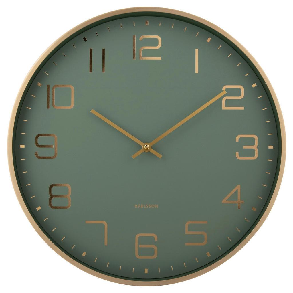 Karlsson Wanduhr Elegance, Gold, Hellgrün, Metall, 40x40x4.2 cm, Dekoration, Uhren, Wanduhren
