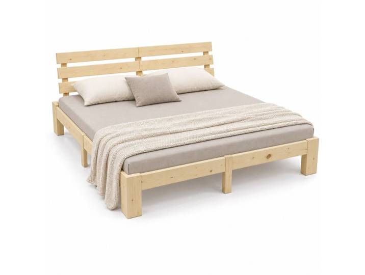 Relaxdays Lit en bois massif 140x200 cm