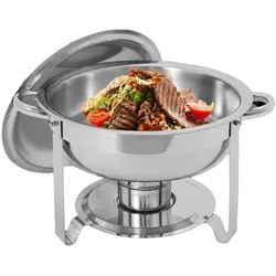 Set mit 2 runden Buffet-Chafing Dishes/Speisewärmern 4,5 l aus Edelstahl