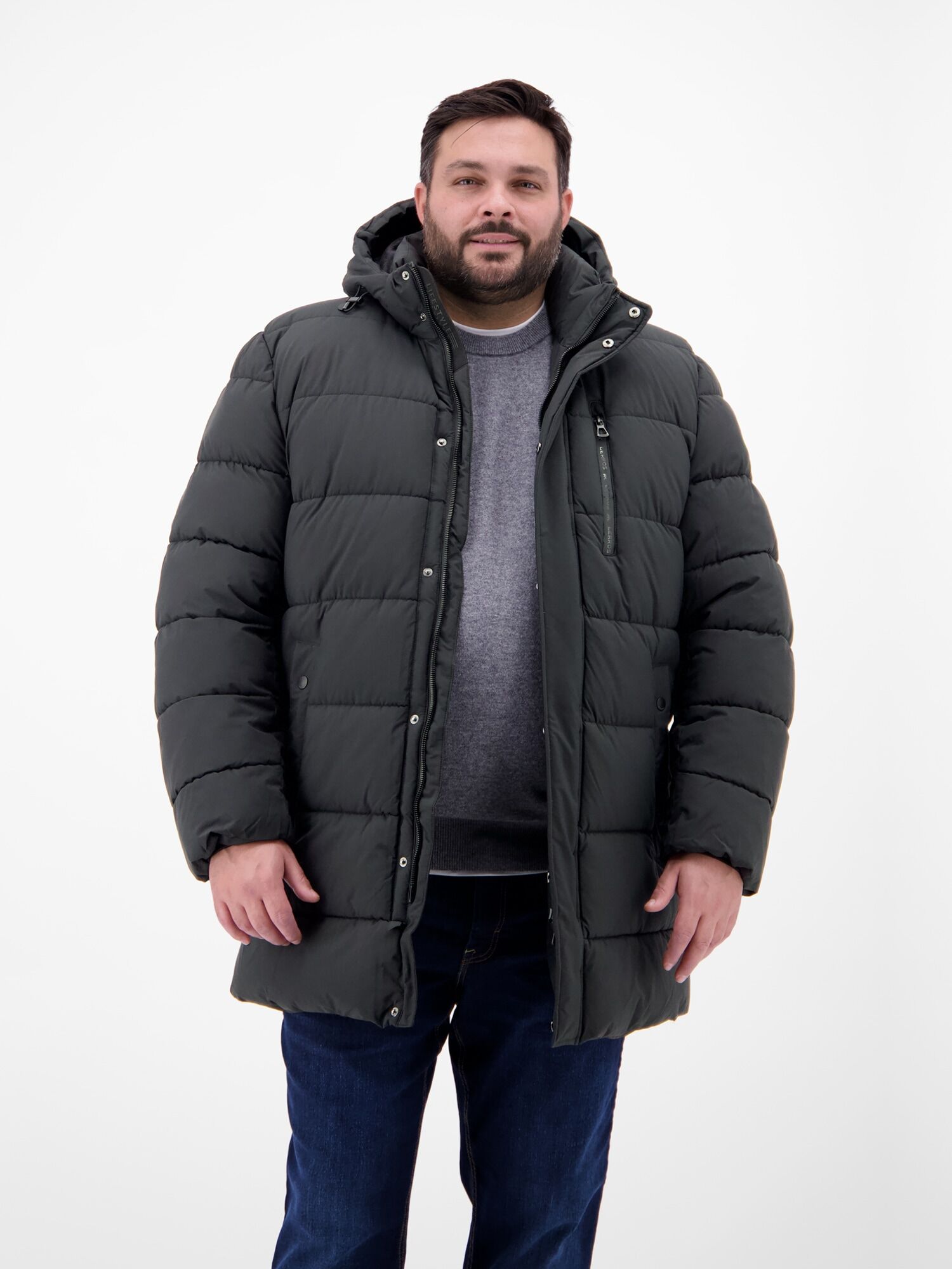 Winterjacke LERROS "Herren Steppjacke in Grossen Grössen", Herren, Gr. 3XL, schwarz, 100% Polyester, Jacken Winterjacke schwarz 3XL