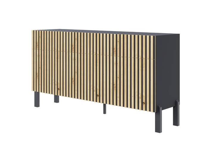 Drehtür-Kommode Telire 154 cm mit drei Schubladen und