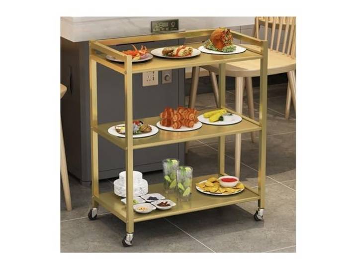 Rv2sGf3kH Küchenwagen Mobiles Gemüseregal, Hot-Pot-Geschirrregal, Küchenkorb-Aufbewahrungsregal, mehrschichtiges Küchen-Geschirrregal von Boden zu(Golden)