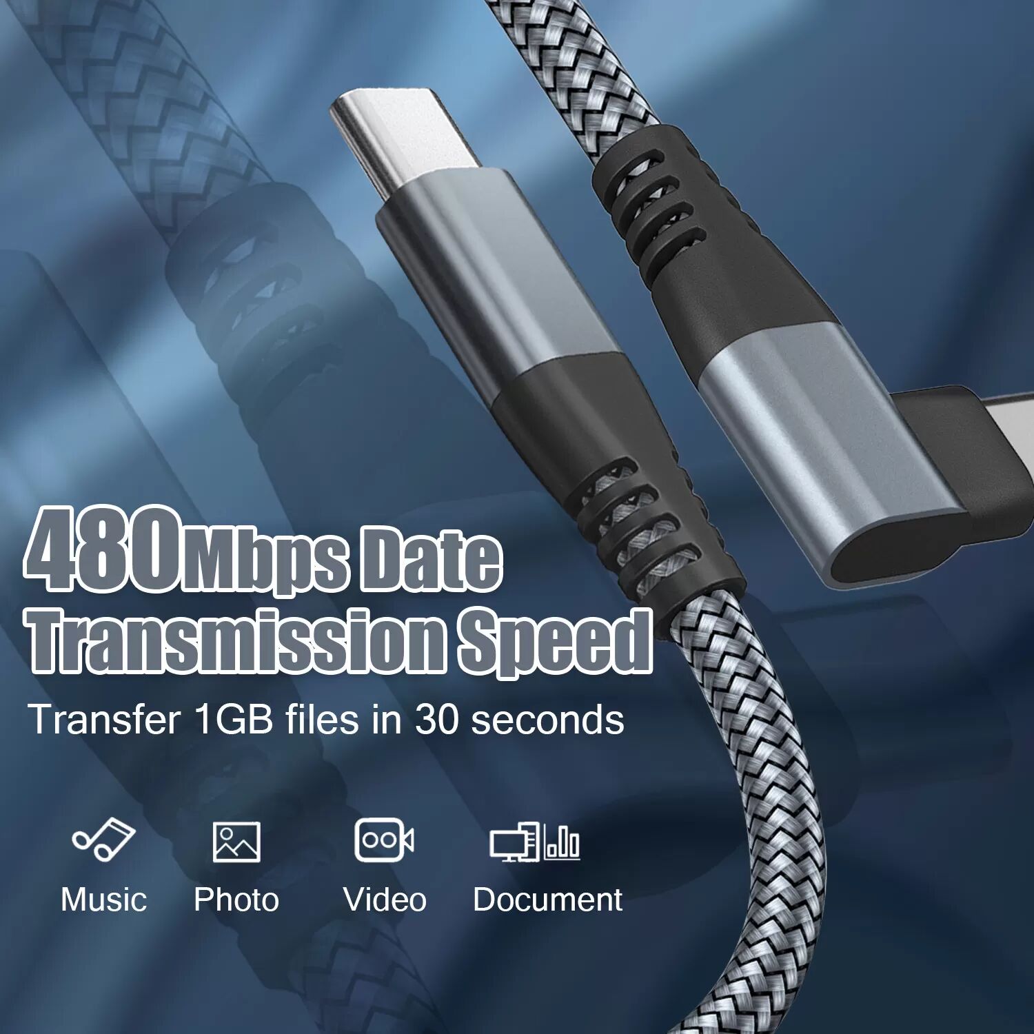 INF Chargeur USB-C avec connecteur coudé 60 W charge rapide