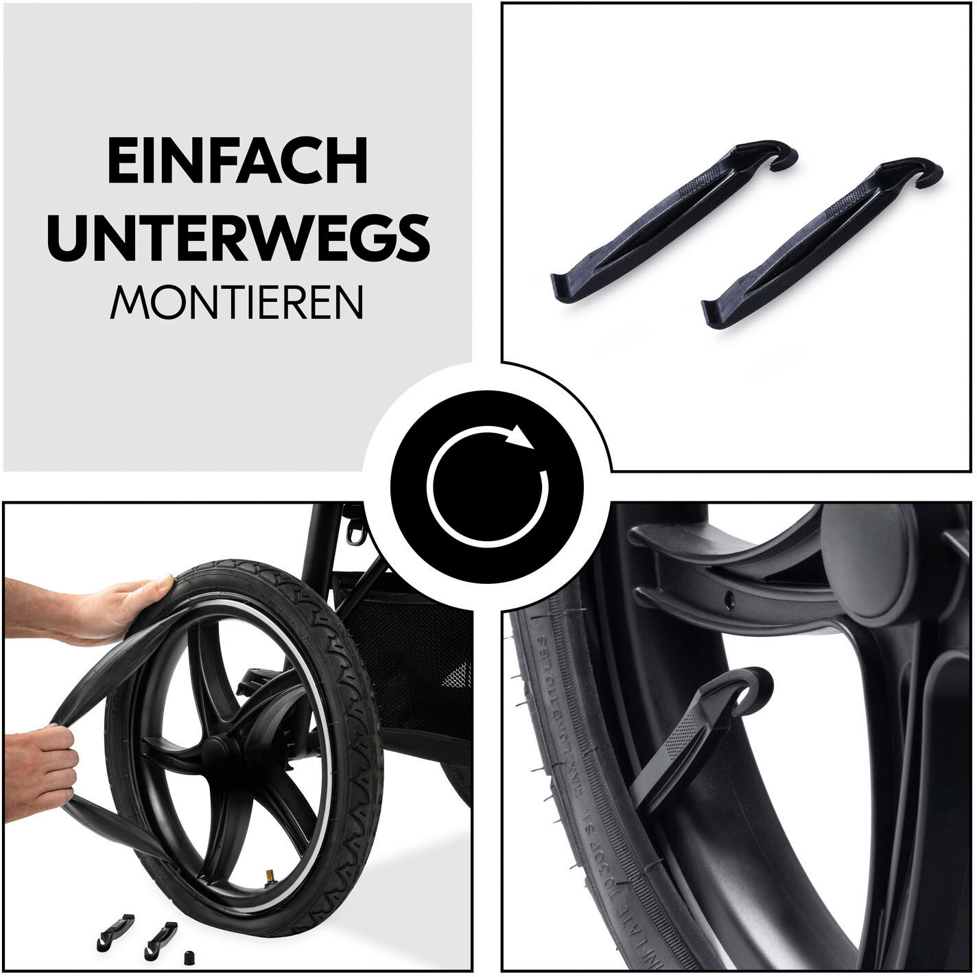 Reifen-Reparaturset HAUCK "Pushchair Repair Kit 3W", Baby, schwarz, Reparatur-Sets Reifen-Reparaturset, für Dreirad-Buggys schwarz Einheitsgröße