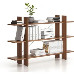 Büroregal, niedrig, lang SOLID, 1800 x 400 x 1075 mm, Nussbaum