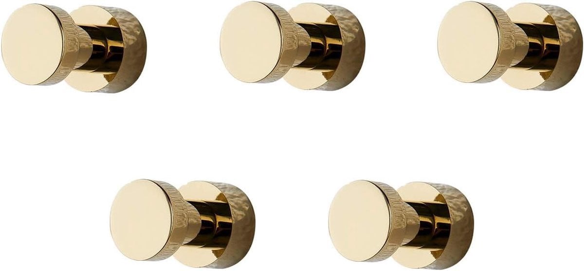 Set van 5 gouden handdoekhaken met sterke kleefstrip voor badkamer, keuken of kast
