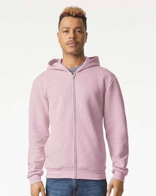 American Apparel RF497 ReFlex Fleece Full-Zip Hoodie Sweatshirt in Blush size XL   Cotton/Polyester Blend