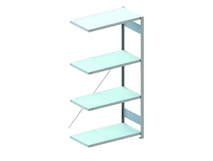 META 1370036 Lagerregal mit 4 Böden, 150 Clip Set, Anbauregal 2000 mm x 1000 mm x 400 mm, Verzinkt