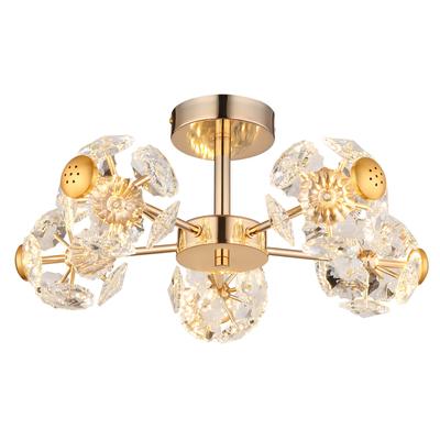 GLOBO LIGHTING LED Deckenleuchte "FLORIELLA", gold (goldfarben), 1 Stk., Leuchten, Deckenlampe/goldfarben/Glaskristalle/3000K, LED Deckenleuchte