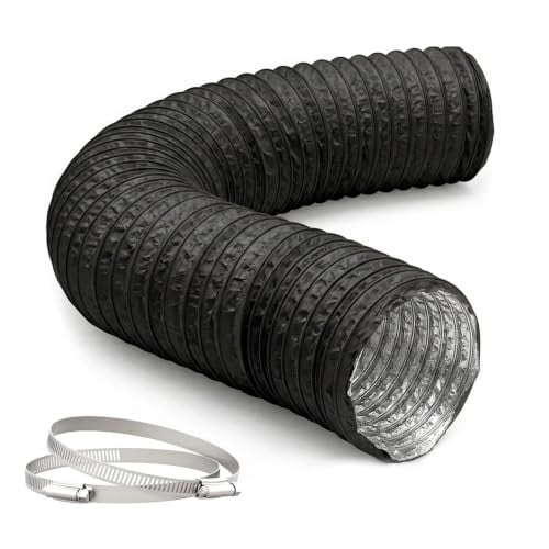 Relaxdays afvoerslang zwart van PVC met 2 klemmen, Ø 100 mm, 5 m