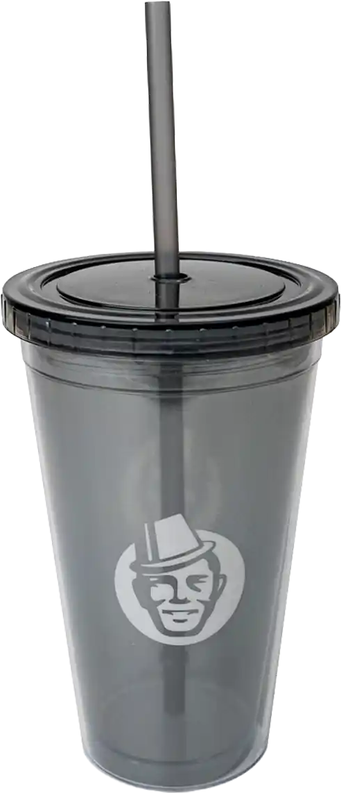 Kaffekapslen   Gobelet à double paroi avec paille - Gris – 450 ml.