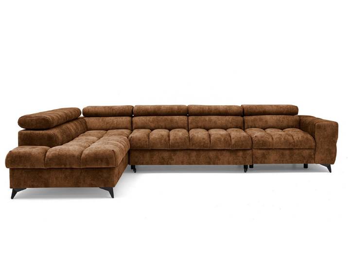 Muffo Ecksofa Pudding Maxi, Elegante starke Steppung, mit Bettkasten, verstellbaren Kopfstützen, mit Schalffunktion
