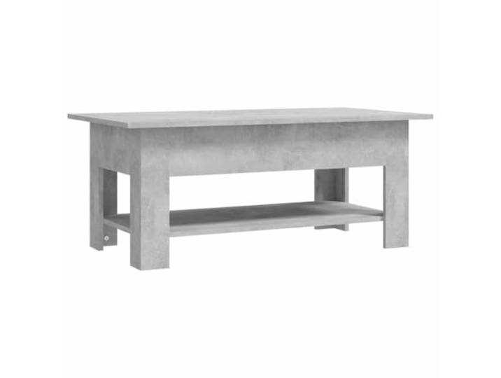 Favemtsl Couchtisch Betongrau 102x55x42 cm Holzwerkstoff Wohnzimmertisch Zweistufiger Beistelltisch in Beton-Optik mit praktischer Unterablage fuer Zeitschriften im Wohnzimmer.
