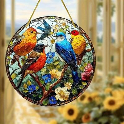 Inspire Essentials Acrylic Bird Window Hanging Ornament Flower Animal Pendant Decor 4