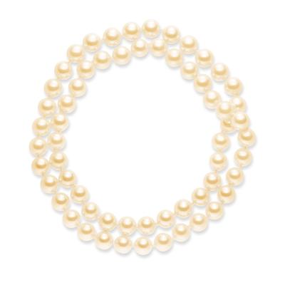 Perlenkette LULU & JANE "AV133", apricot, Halsketten, Damen, 80,0cm, Perlen, Perlenkette