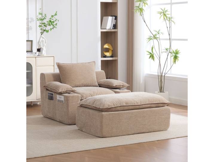 Fauteuil relax chaiselongue - Chenille douce et résistante - Emballage sous vide pratique - Sans montage nécessaire