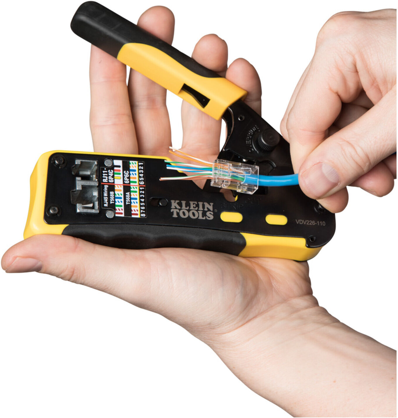 Klein Tools Daten-Crimpzange Pass-Thru™ mit Ratsche RJ45 RJ11 RJ12 (VDV226110EU)