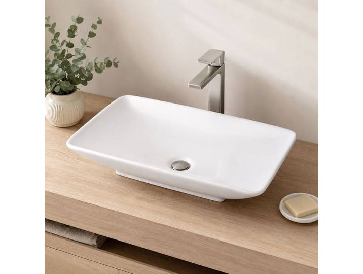 Relaxdays Lavabo rectangulaire sans trou