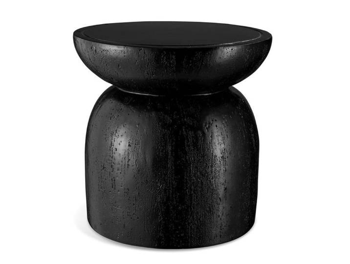 Table d'appoint - TECTAKE - table d'appoint ronde ANISA Chubby-Design surface brillante résistante aux intempéries - Noir