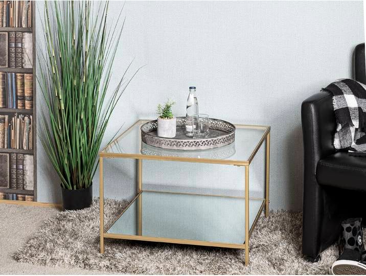 Beistelltisch HAKU Sofatisch, Wohnzimmertisch , gold (gold, gold, gold), B:60cm H:45cm T:60cm, Tische, Beistelltisch, quadratisch - aus Metall Gold B/T/H 60/60/45 cm