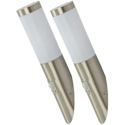 2er Set LED Außen Wand Leuchten Fassaden Edelstahl Strahler Terrassen Bewegungsmelder Lampen