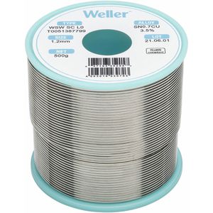 Weller Lötzinn T0051387799, Flussmittel, bleifrei, Ø 1,2mm, 99,3% Zinn, 0,7% Kupfer, 500g
