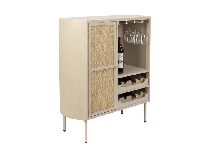 Design Weinschrank „Amaya“ Rattan Beige, Natural Dutchbone