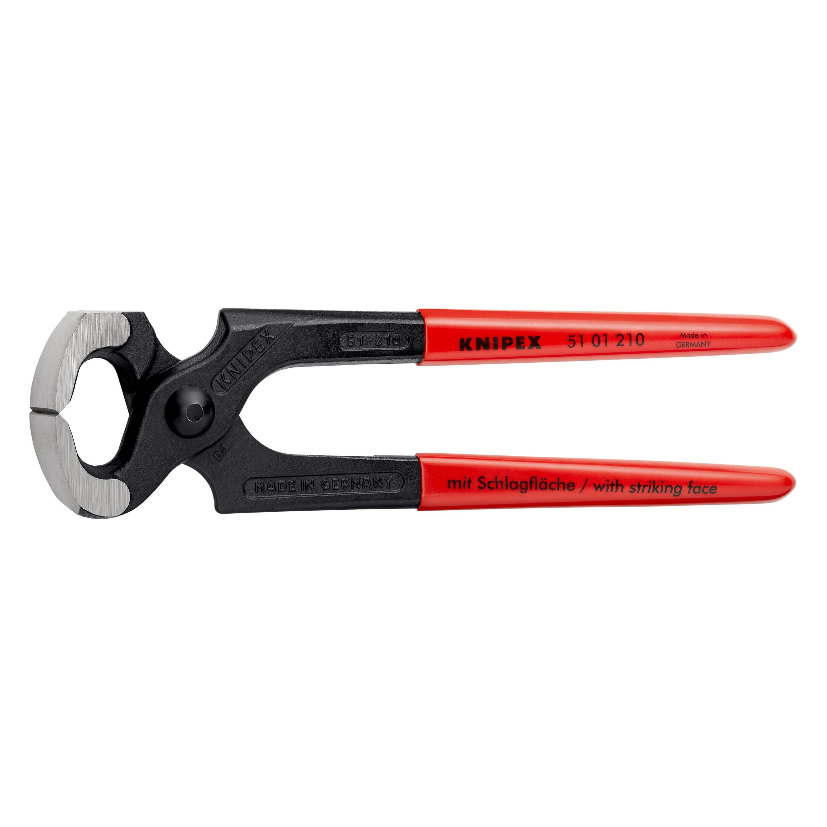 Knipex Hammerzange DIN ISO 9243 L.210mm mit Facette schwarz atram. Kopf pol. Griff Ku.überz. Griffart ku... (265 mm) (51 01 210 SB)