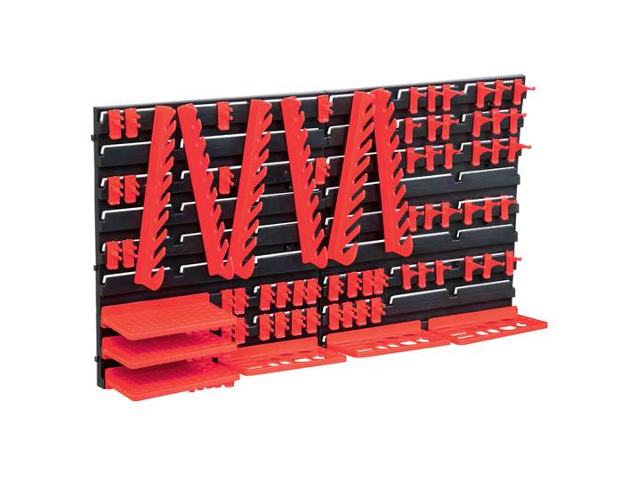 vidaXL 71-tlg. Lagersystem mit Wandplatten Rot und Schwarz