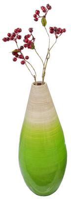 Uniquewise Bamboo Floor Flower Vase Tear Drop Design for Dining, Living Room, Entryway Decor Fill It with Dried Branches or Flowers, Green