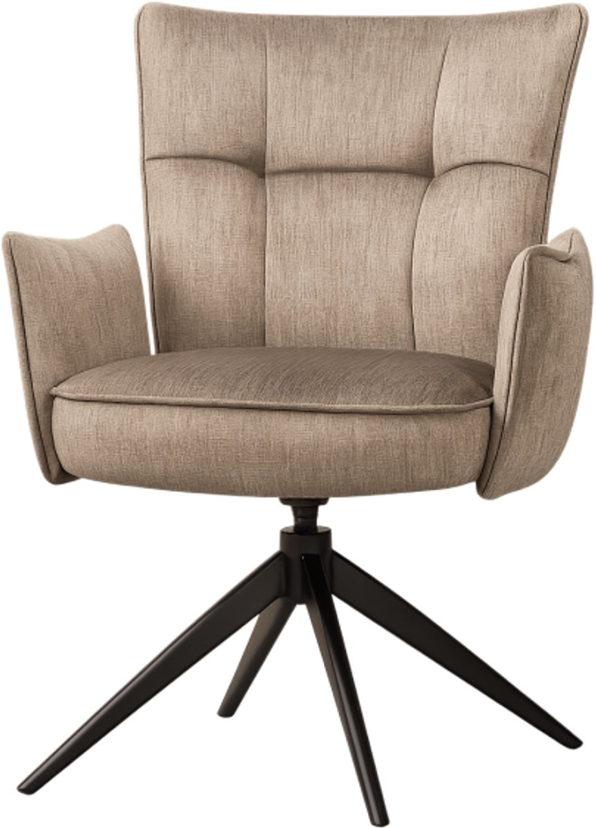 Set van 2 draaibare eetkamerstoelen Marit met armleuningen in stof Voss Beige
