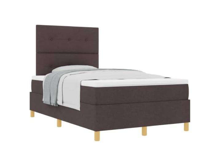 KTHLBRH Boxspringbett mit Kopfteil dunkelbraun 120 x 200 cm Stoff Ergonomisches Design, Kopfteil in 2 Höhen, Lattenrahmen aus Holz, Taschenfederkernmatratze, Holzbeine, weiches Tuch