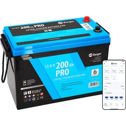 Berger LiFePO4 Lithium Batterie Pro 200 Ah 12 V mit Bluetooth & Heizung
