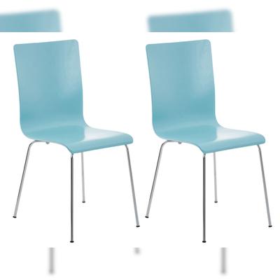 DELUKE 2er Set Besucherstuhl TUNIS - Holz Hellblau 43x47x87 cm | Besucherstühle Konferenzstuhl Wartezimmerstuhl Bürostühle Bürostuhl Konferenzraum