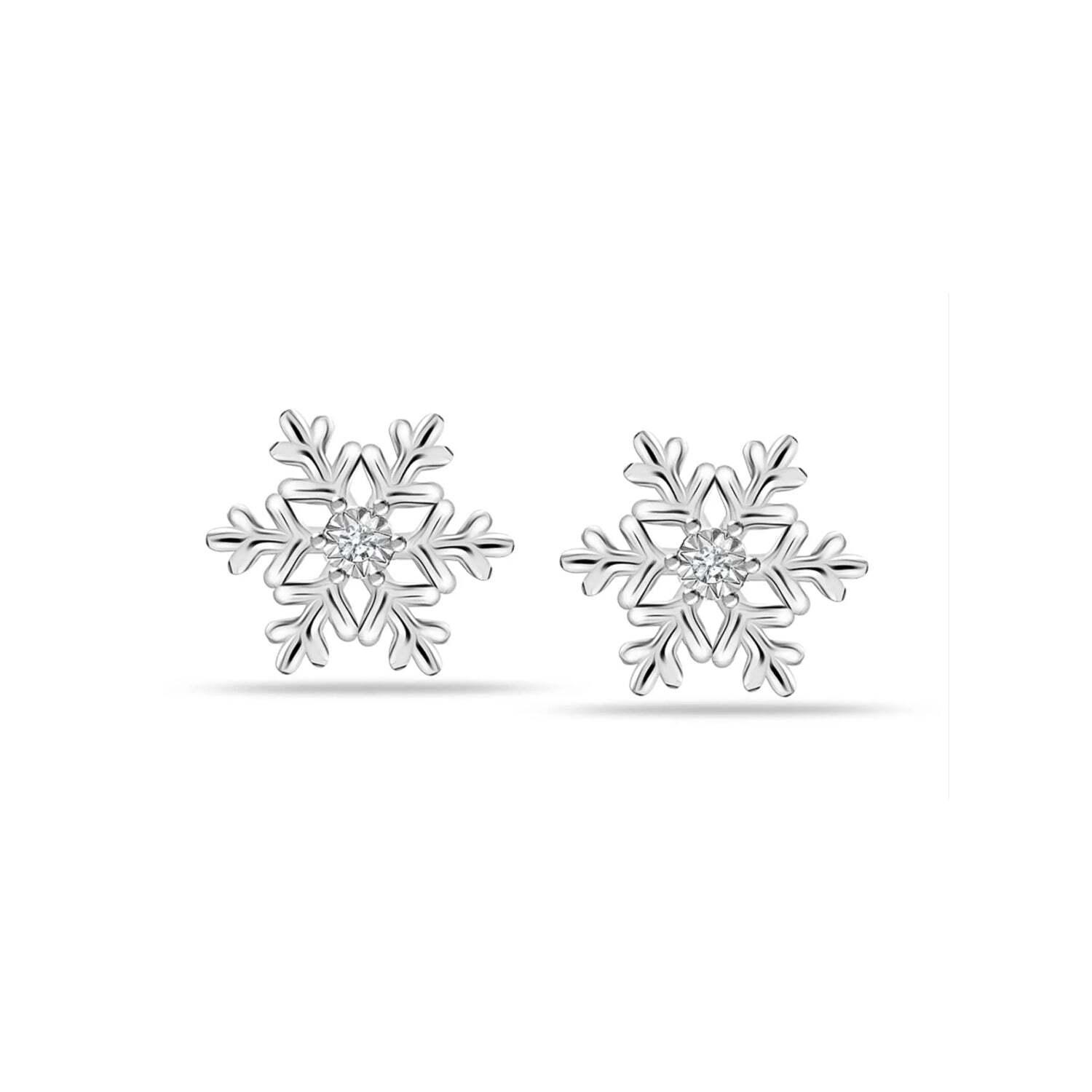 Dames Sneeuwvlok Oorbellen in 925 Sterling Zilver BIPE035