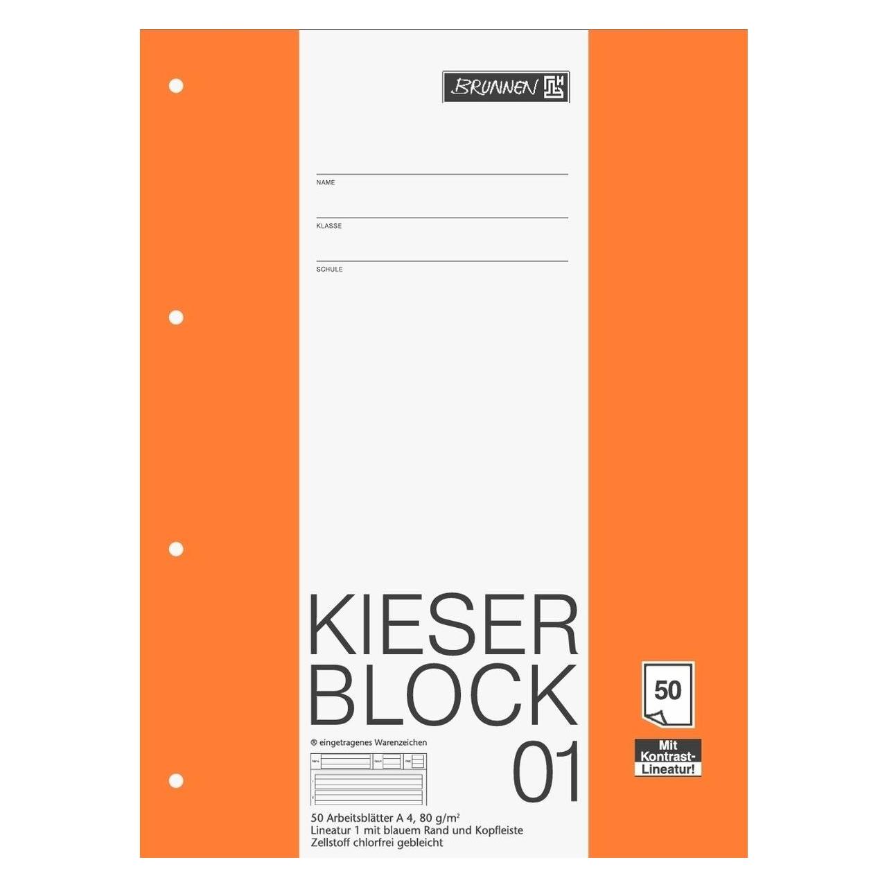 Brunnen Arbeitsblock Kieserblock gelocht DIN A4 liniert Lineatur 1.Schuljahr (A4) (1042941)