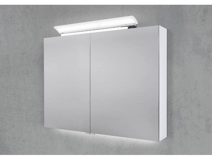 Spiegelschrank 90 cm LED Acryl Aufsatzleuchte doppelseitig verspiegelt