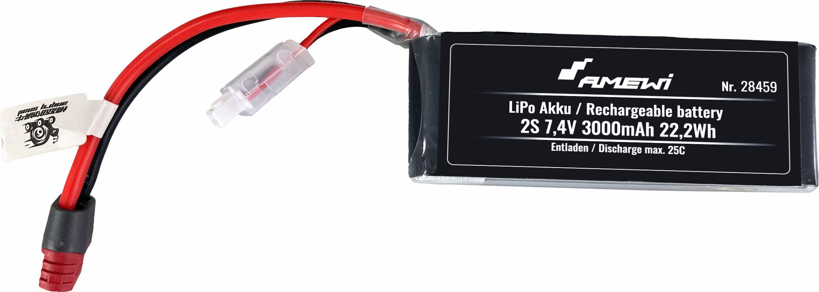 AMEWI LiPo Akku 2S 7,4V 3000mAh 25C met T-Stecker