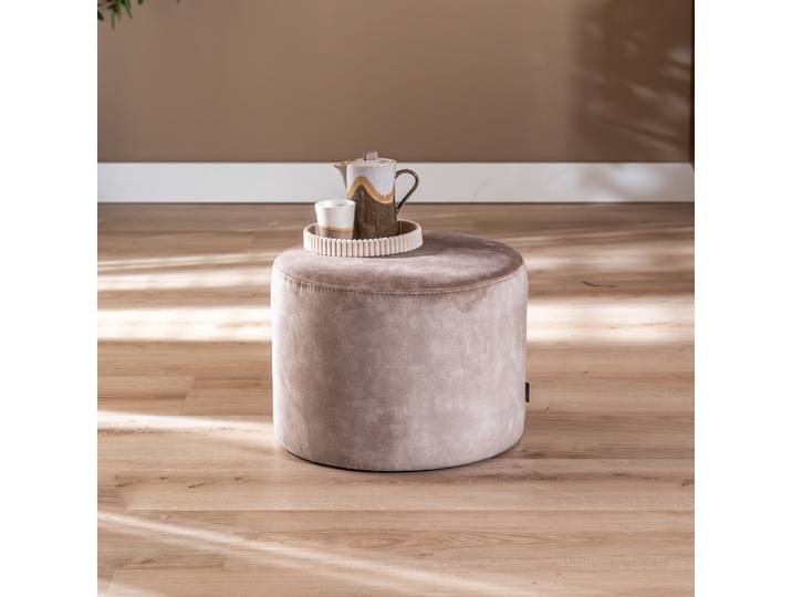 Bronx71 Samt Hocker Beau rund taupe