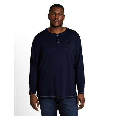 Langarmshirt TOM TAILOR PLUS, Herren, Gr. 3XL, blau (sky captain), Single Jersey, Obermaterial: 100% Baumwolle, unifarben, bequem hüftbedeckend, Rundhals, Shirts Langarmshirt, Große Größen