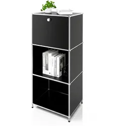 Floordirekt Metallregal   Concept Epure MK-107   4-stöckiges Aufbewahrungsregal mit verschließbarem Fach & Ablagen