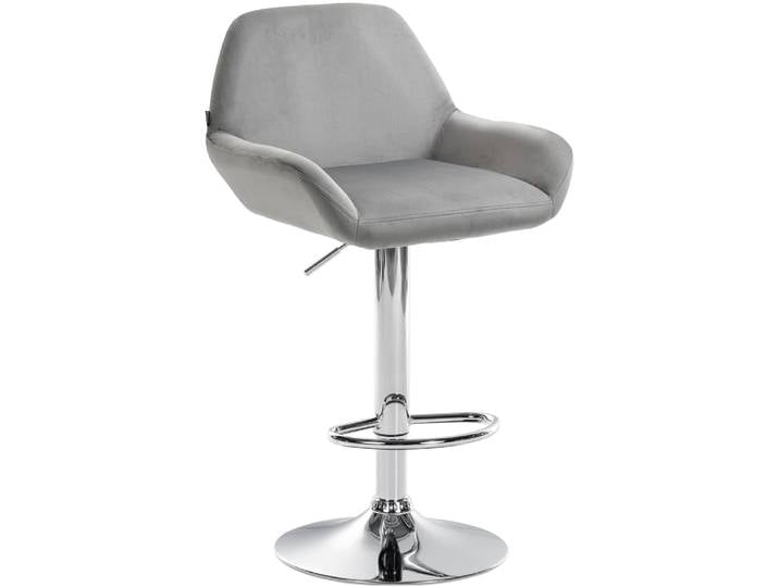 Tabouret de bar velours ajustable pivotant samt gris